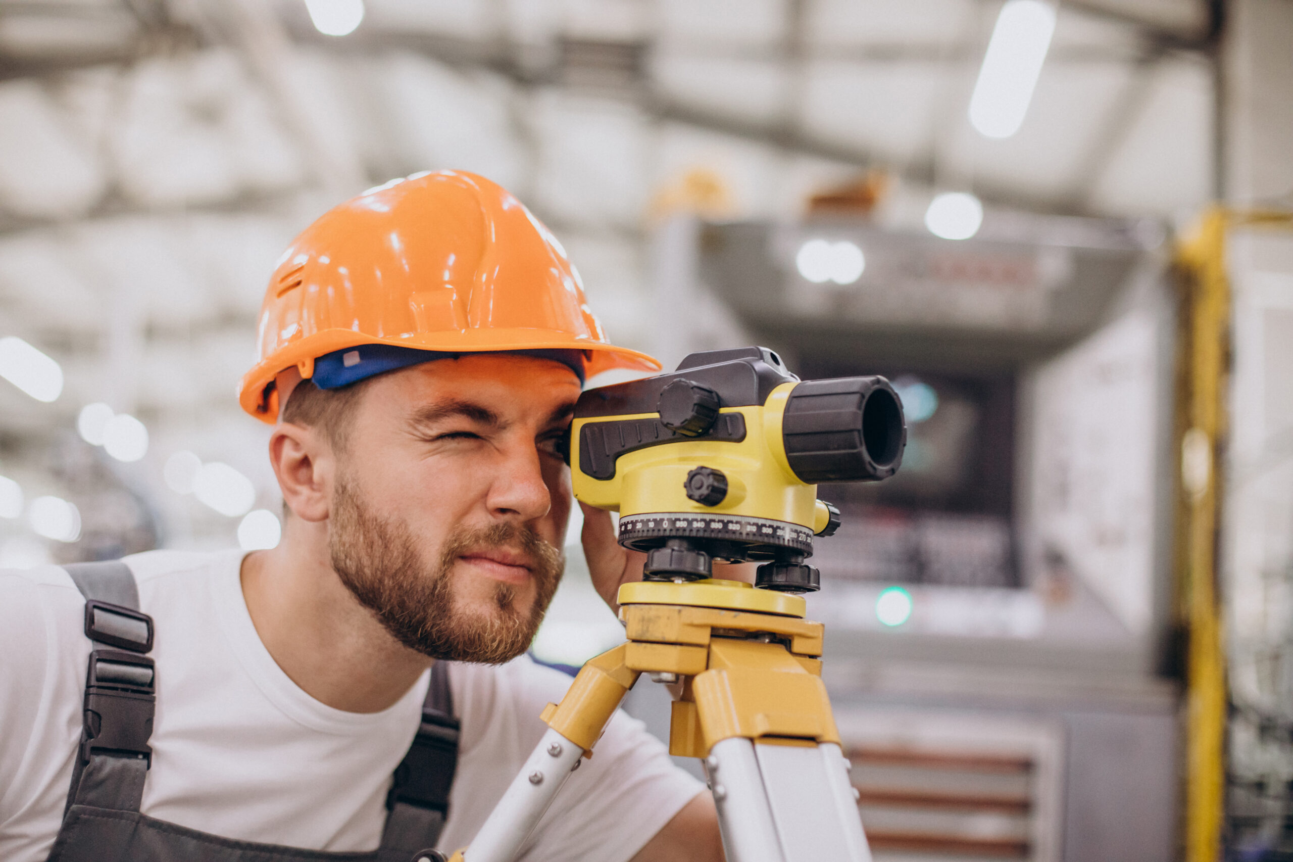 A team of surveyors working with modern equipment in a field
